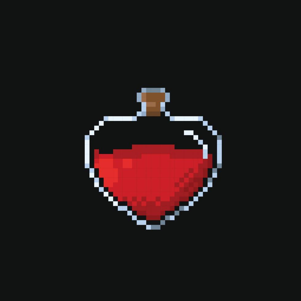 potion with love shape in pixel art style vector