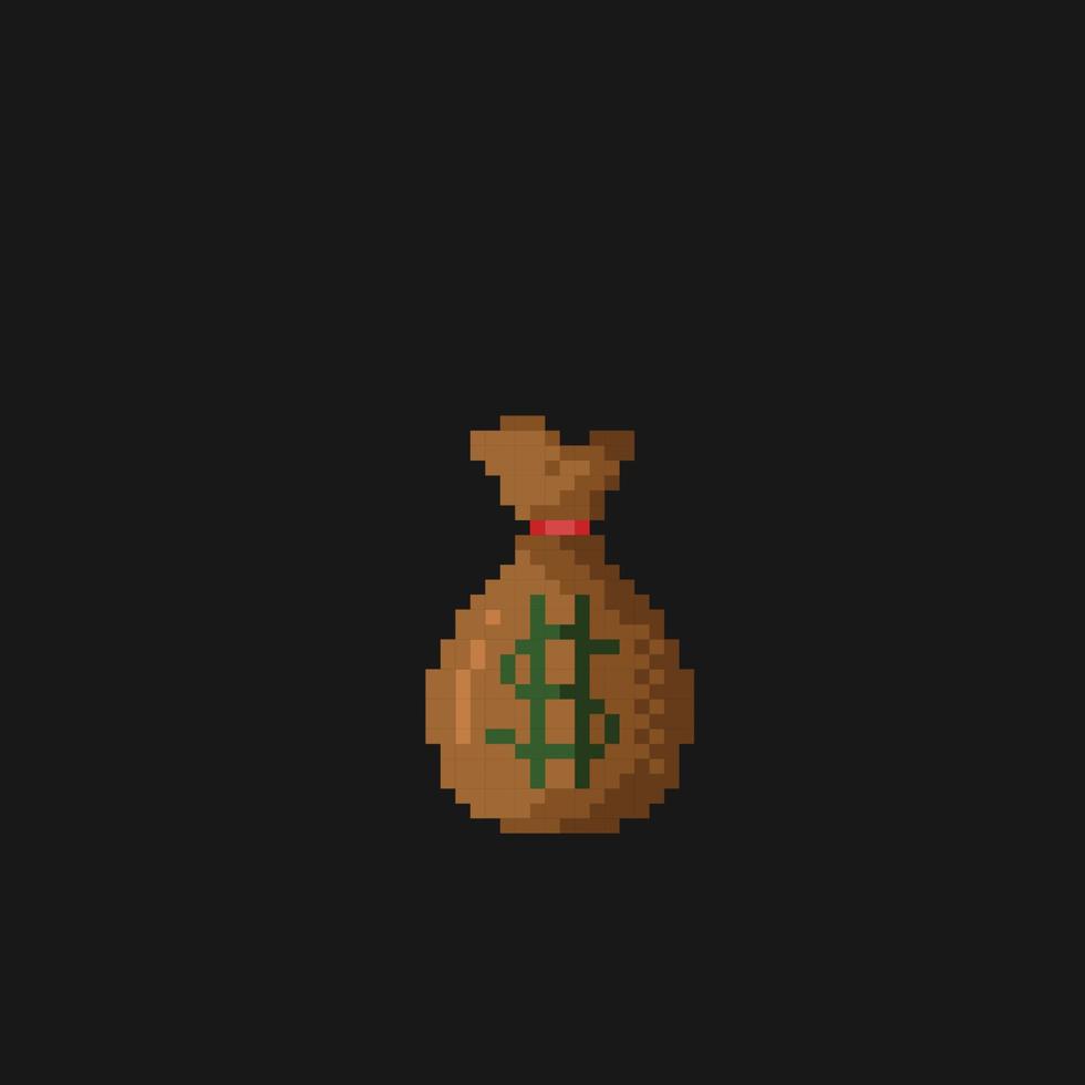 money sack in pixel art style vector