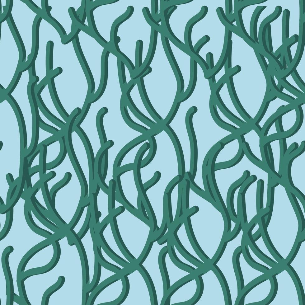 Algae in cartoon style. Seamless pattern. Vector illustration.