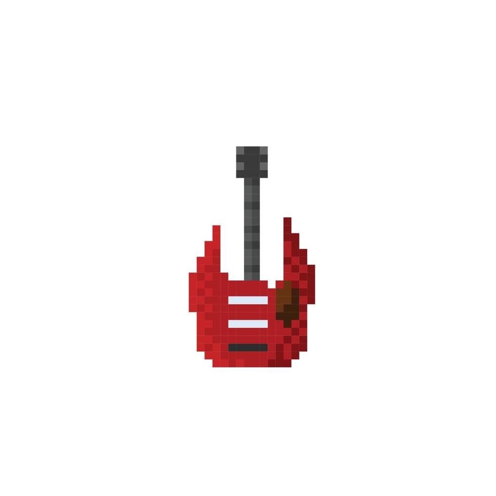 rojo guitarra en píxel Arte estilo vector