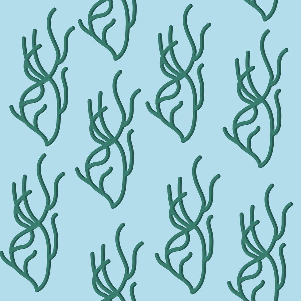 Algae in cartoon style. Seamless pattern. Vector illustration.