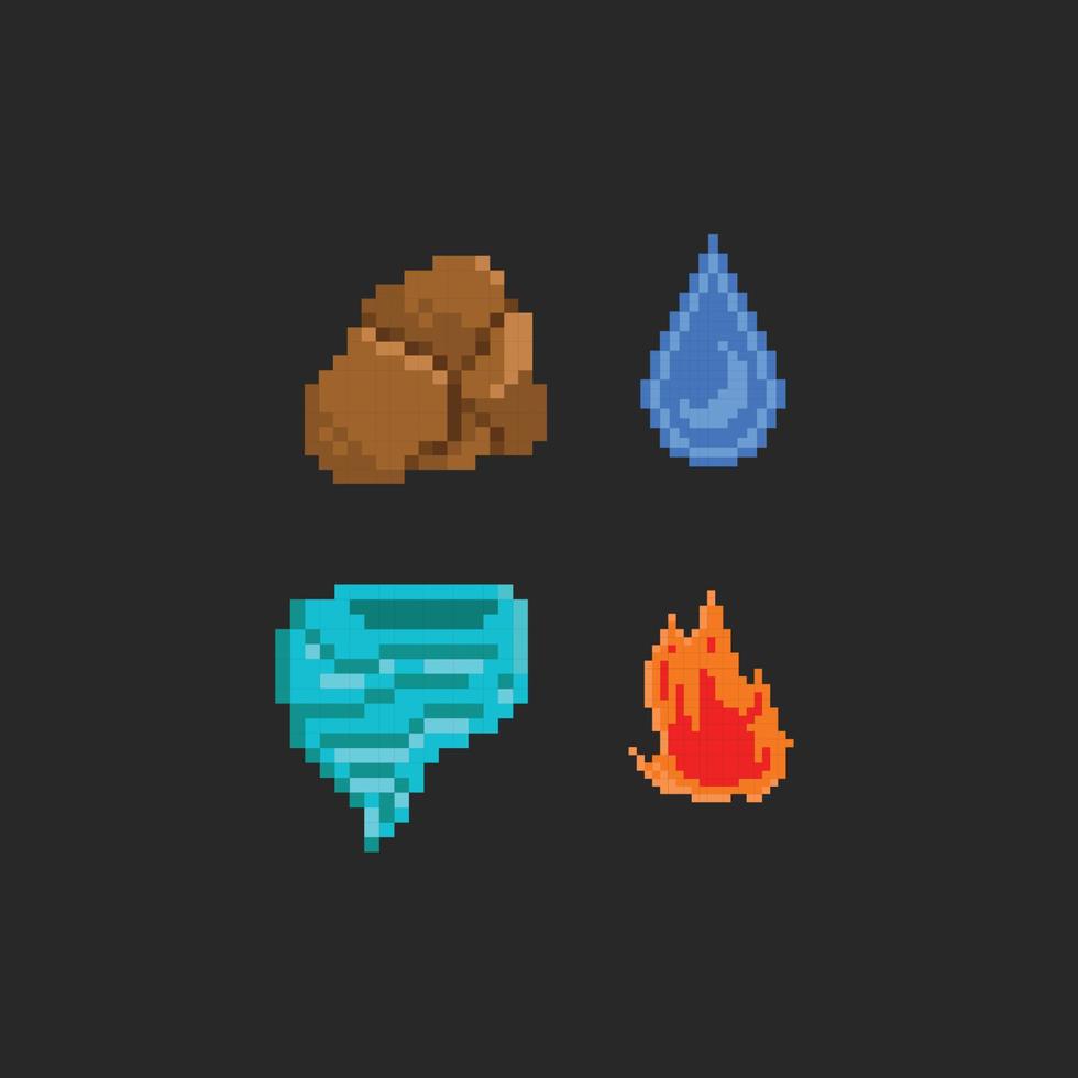 elemental sign in pixel art style vector