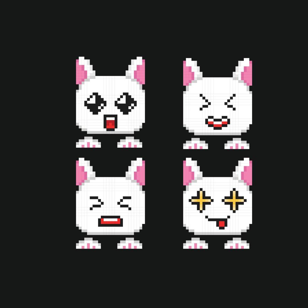 cute rabbit head collection in pixel art style vector