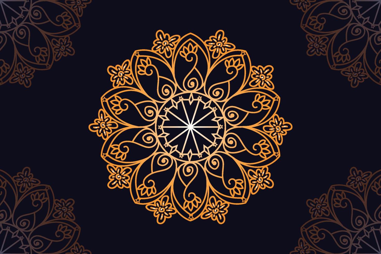 mandala vector design with black background. Seamless mandala pattern with black background. Golden mandala with black background