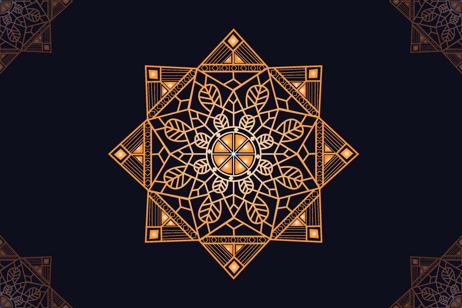 mandala vector design with black background. Seamless mandala pattern with black background. Golden mandala with black background