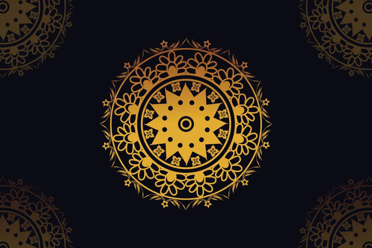 mandala vector design with black background. Seamless mandala pattern with black background. Golden mandala with black background