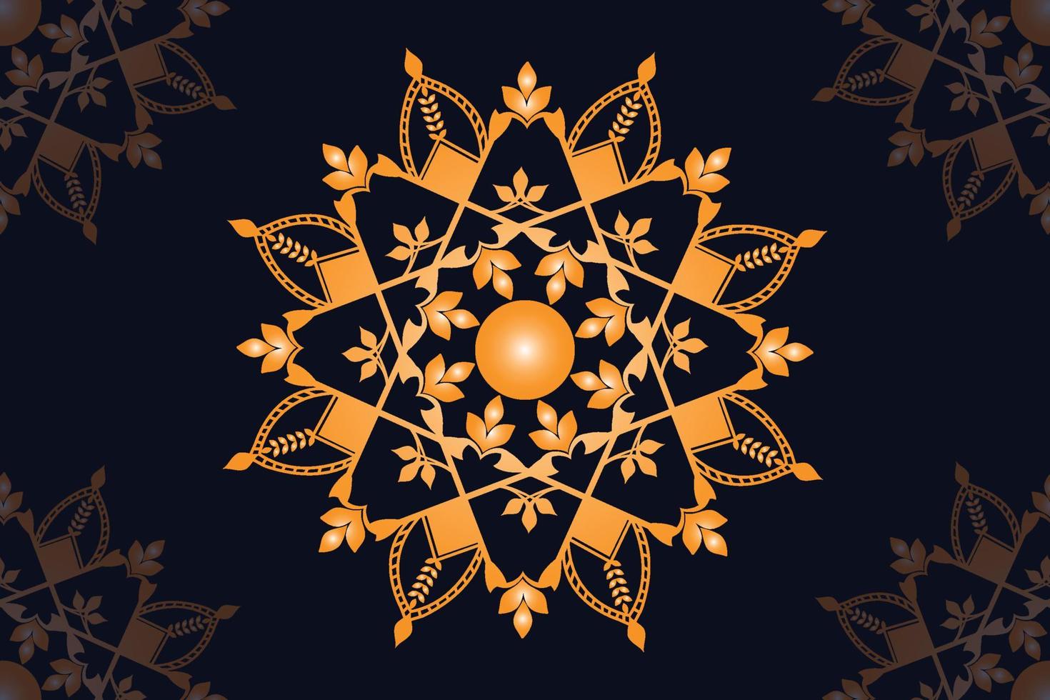mandala vector design with black background. Seamless mandala pattern with black background. Golden mandala with black background