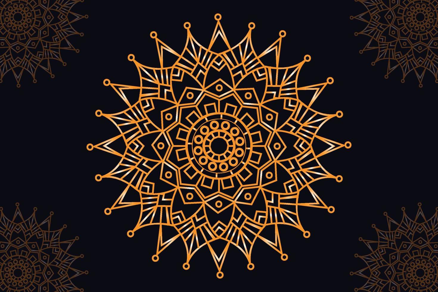 mandala vector design with black background. Seamless mandala pattern with black background. Golden mandala with black background