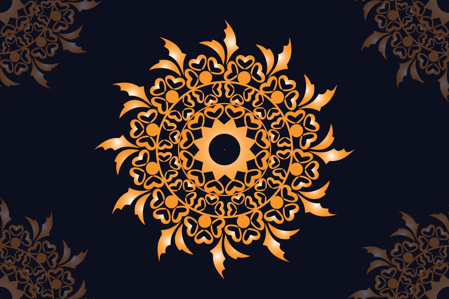 mandala vector design with black background. Seamless mandala pattern with black background. Golden mandala with black background