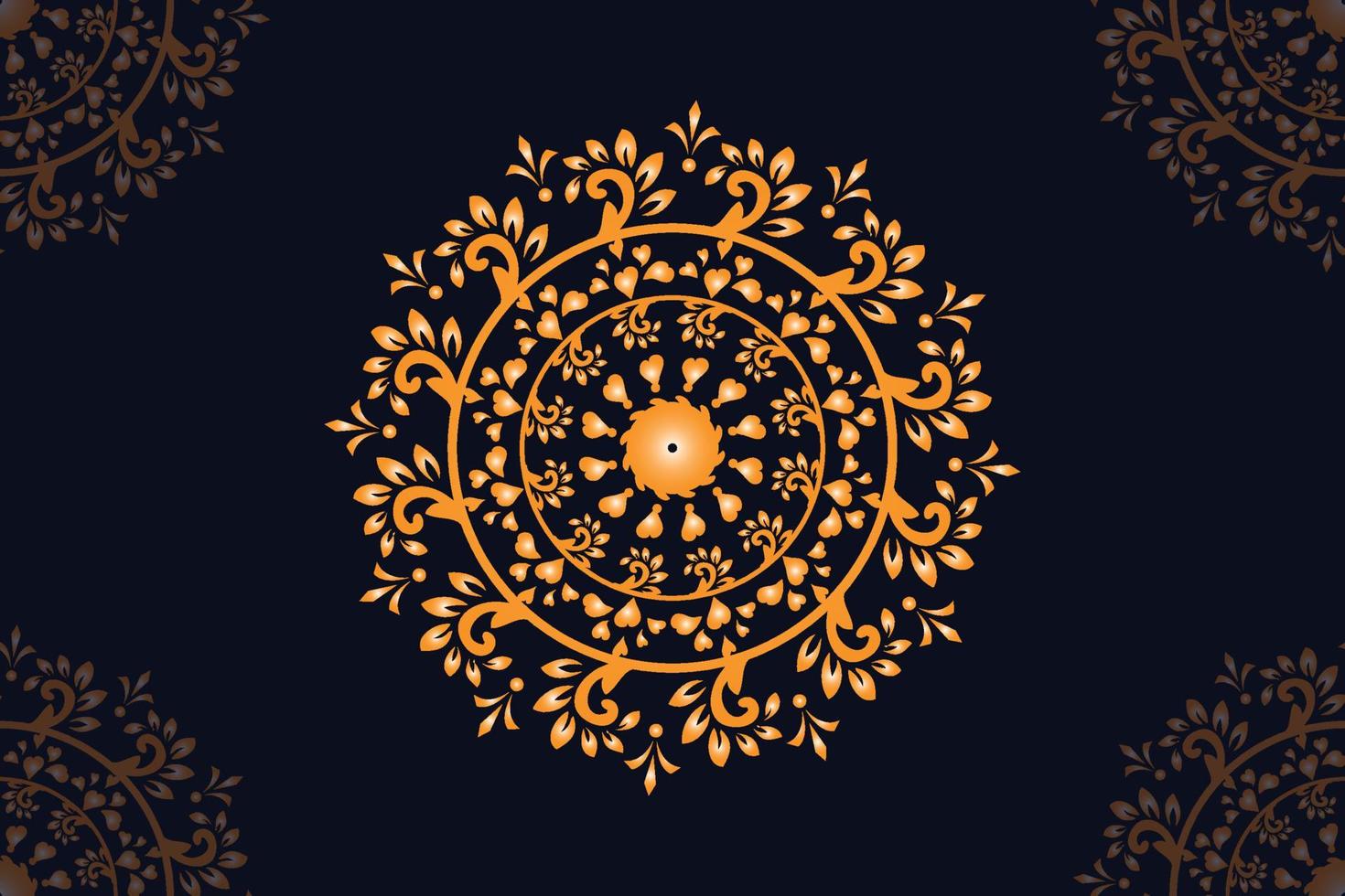 mandala vector design with black background. Seamless mandala pattern with black background. Golden mandala with black background