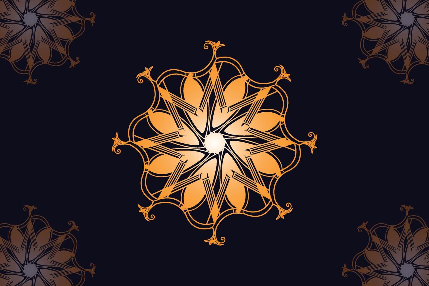 mandala vector design with black background. Seamless mandala pattern with black background. Golden mandala with black background
