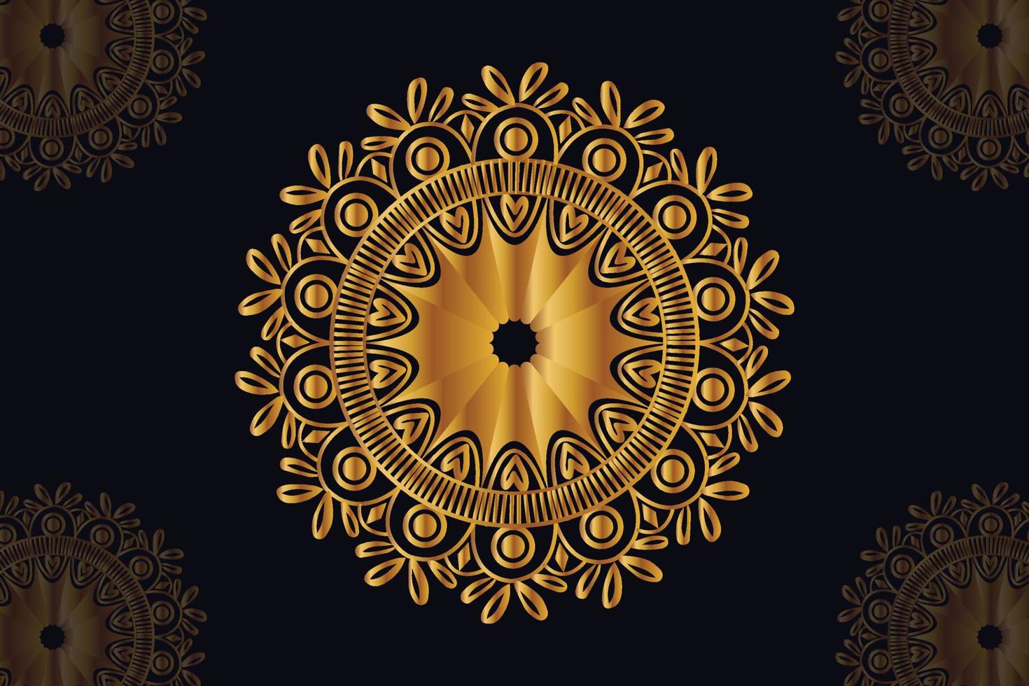 mandala vector design with black background. Seamless mandala pattern with black background. Golden mandala with black background