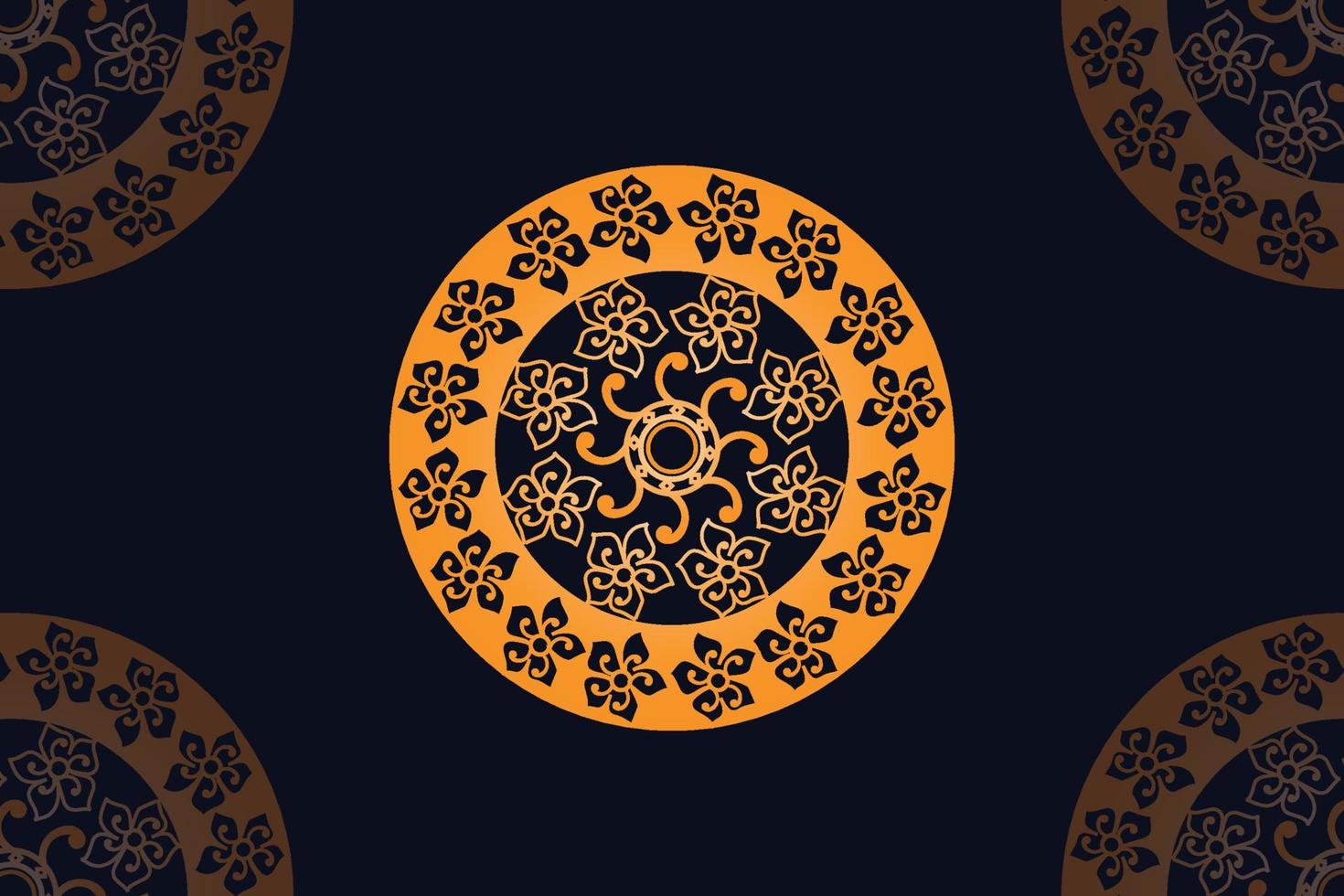 mandala vector design with black background. Seamless mandala pattern with black background. Golden mandala with black background