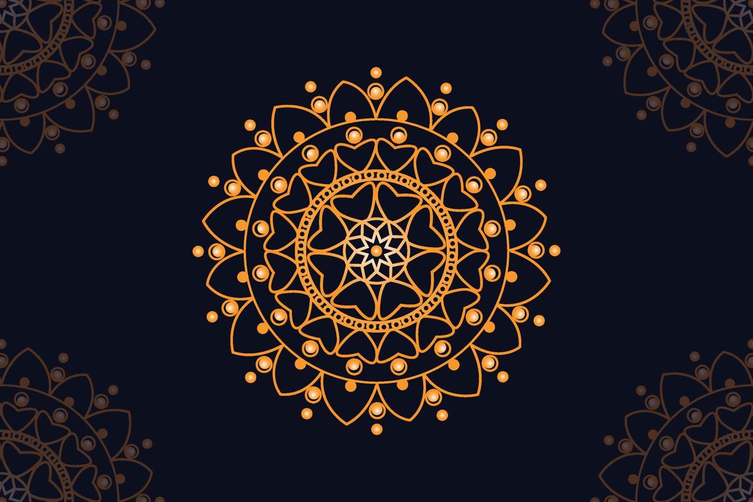 mandala vector design with black background. Seamless mandala pattern with black background. Golden mandala with black background