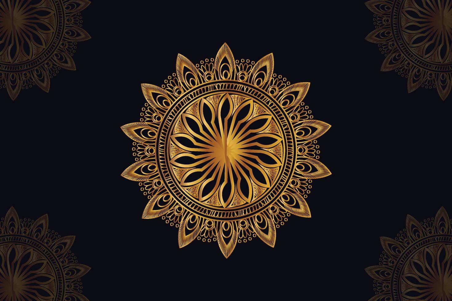 mandala vector design with black background. Seamless mandala pattern with black background. Golden mandala with black background