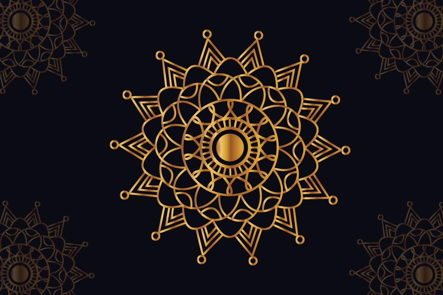 mandala vector design with black background. Seamless mandala pattern with black background. Golden mandala with black background