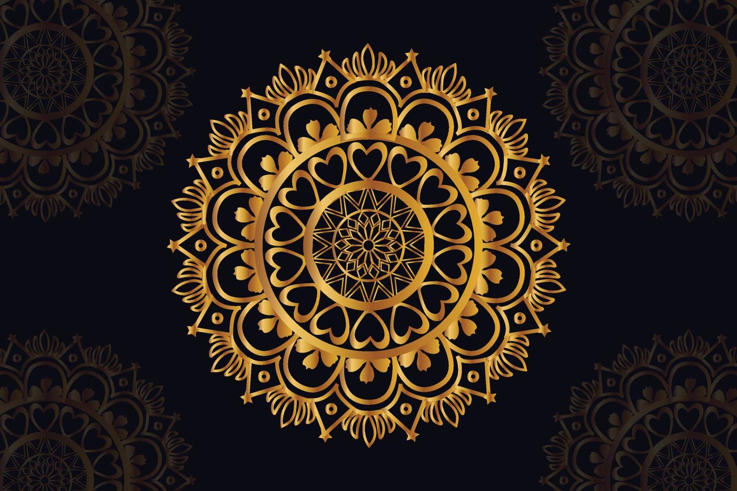 mandala vector design with black background. Seamless mandala pattern with black background. Golden mandala with black background