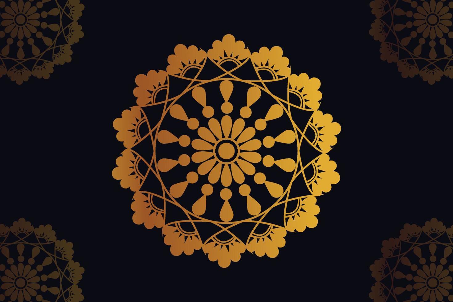 mandala vector design with black background. Seamless mandala pattern with black background. Golden mandala with black background