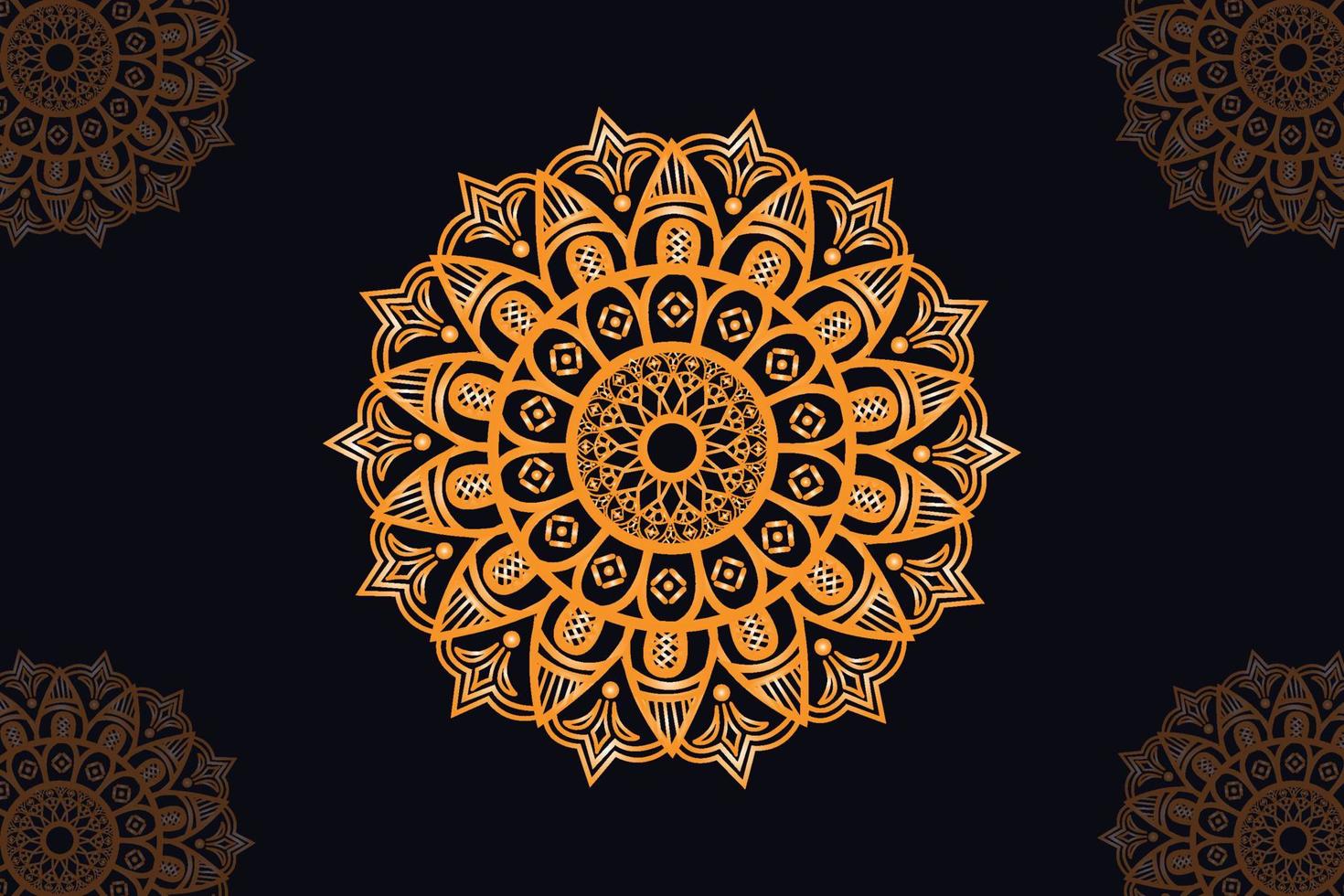 mandala vector design with black background. Seamless mandala pattern with black background. Golden mandala with black background