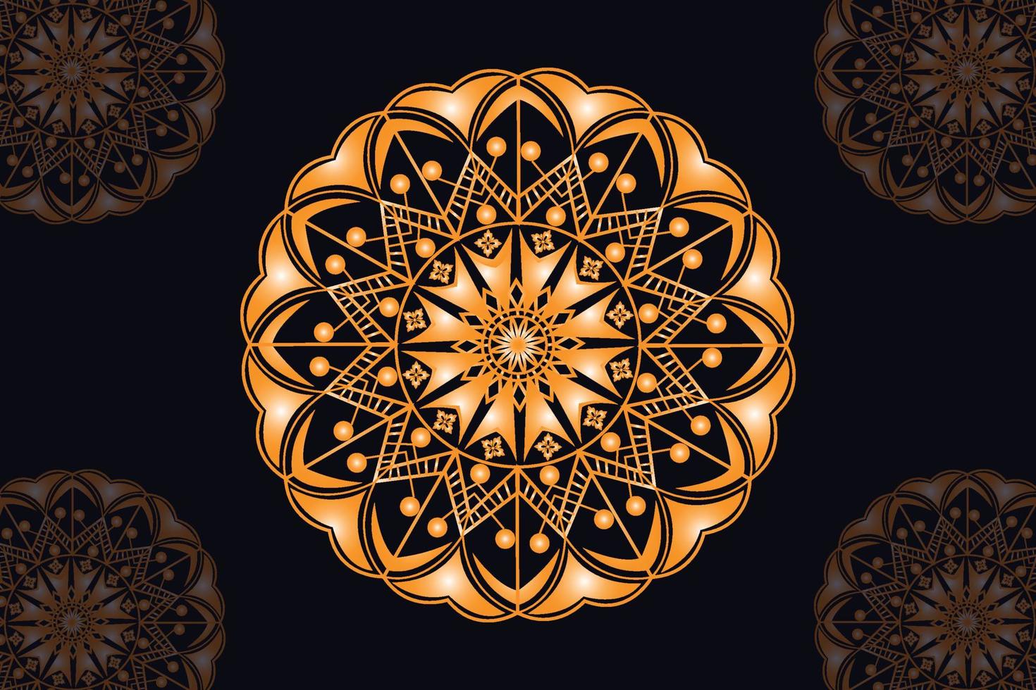 mandala vector design with black background. Seamless mandala pattern with black background. Golden mandala with black background