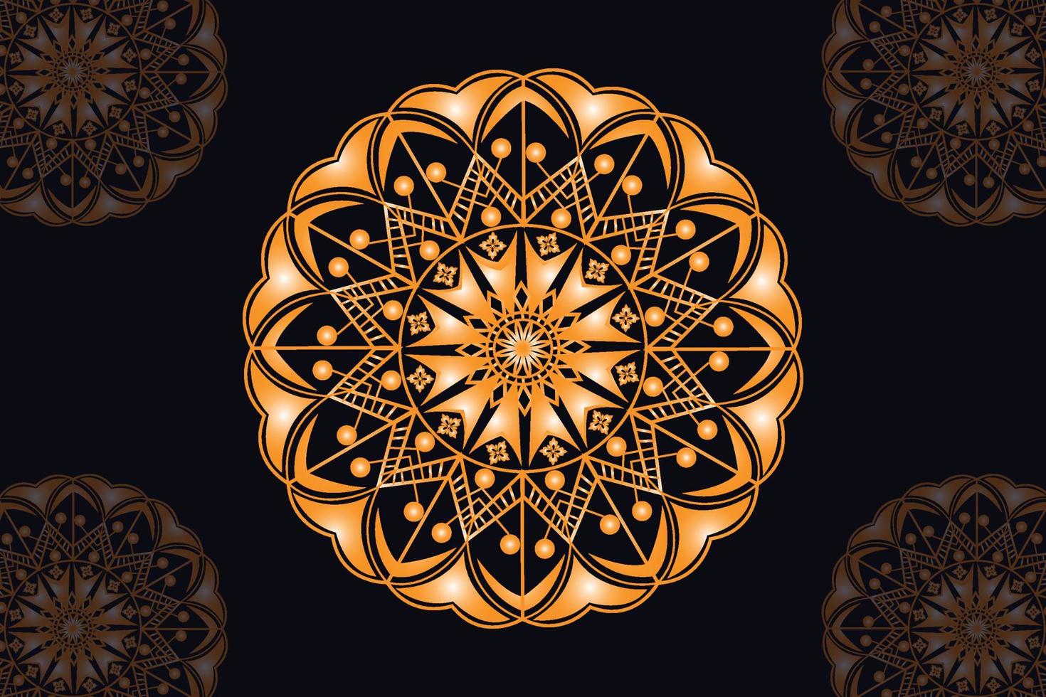 mandala vector design with black background. Seamless mandala pattern with black background. Golden mandala with black background