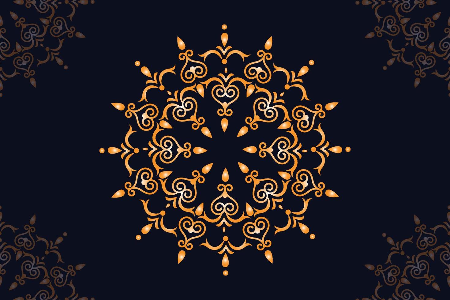 mandala vector design with black background. Seamless mandala pattern with black background. Golden mandala with black background