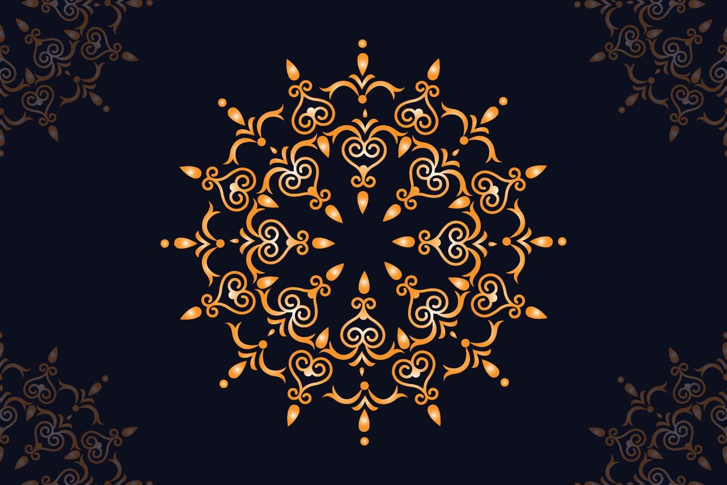 mandala vector design with black background. Seamless mandala pattern with black background. Golden mandala with black background