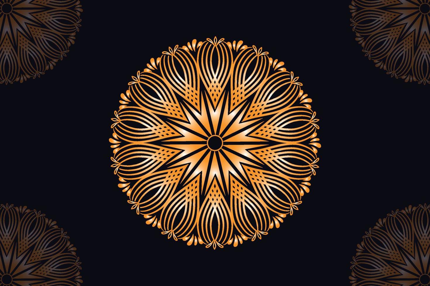 mandala vector design with black background. Seamless mandala pattern with black background. Golden mandala with black background