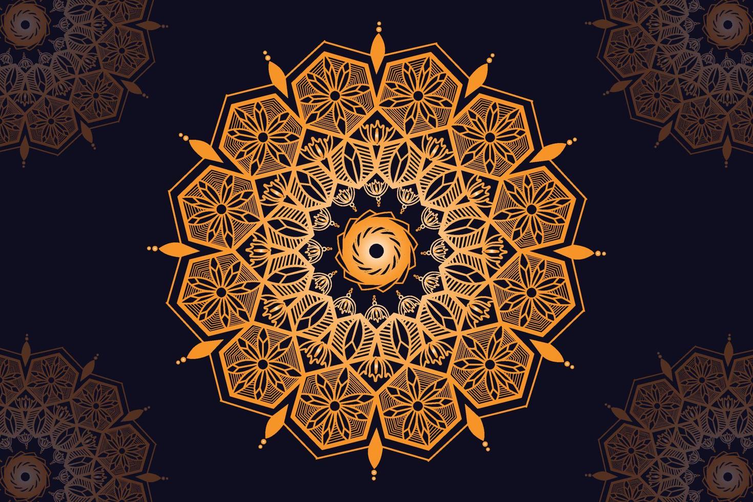 mandala vector design with black background. Seamless mandala pattern with black background. Golden mandala with black background