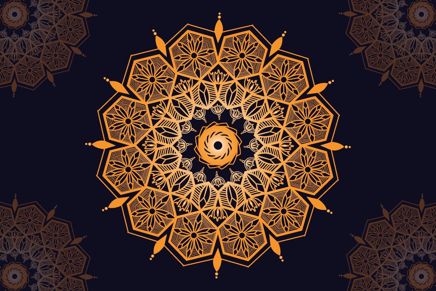 mandala vector design with black background. Seamless mandala pattern with black background. Golden mandala with black background