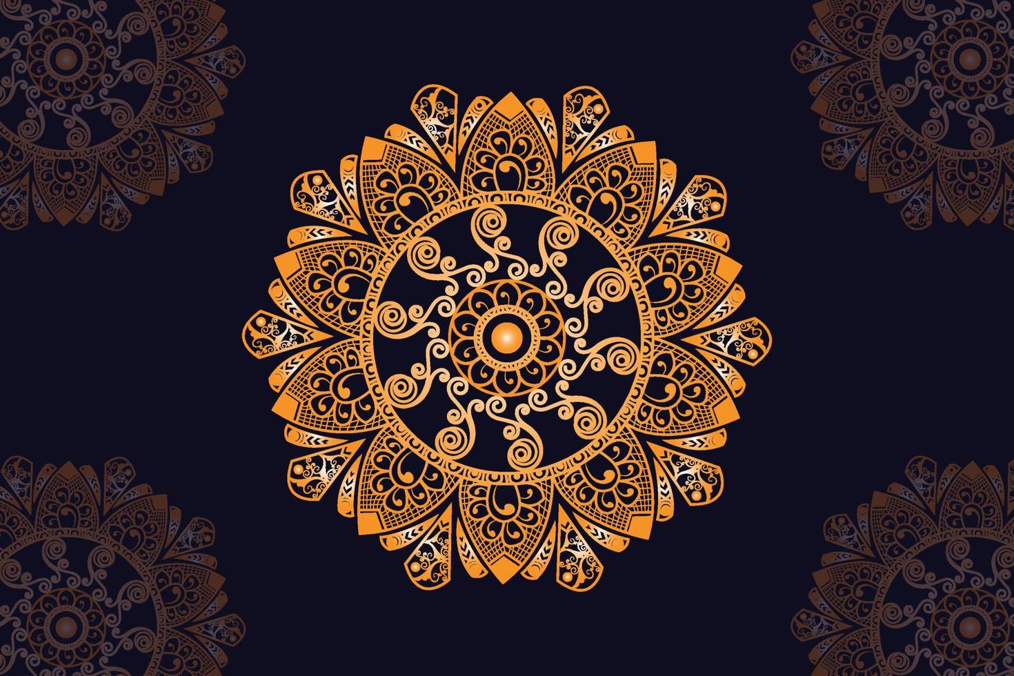 mandala vector design with black background. Seamless mandala pattern with black background. Golden mandala with black background