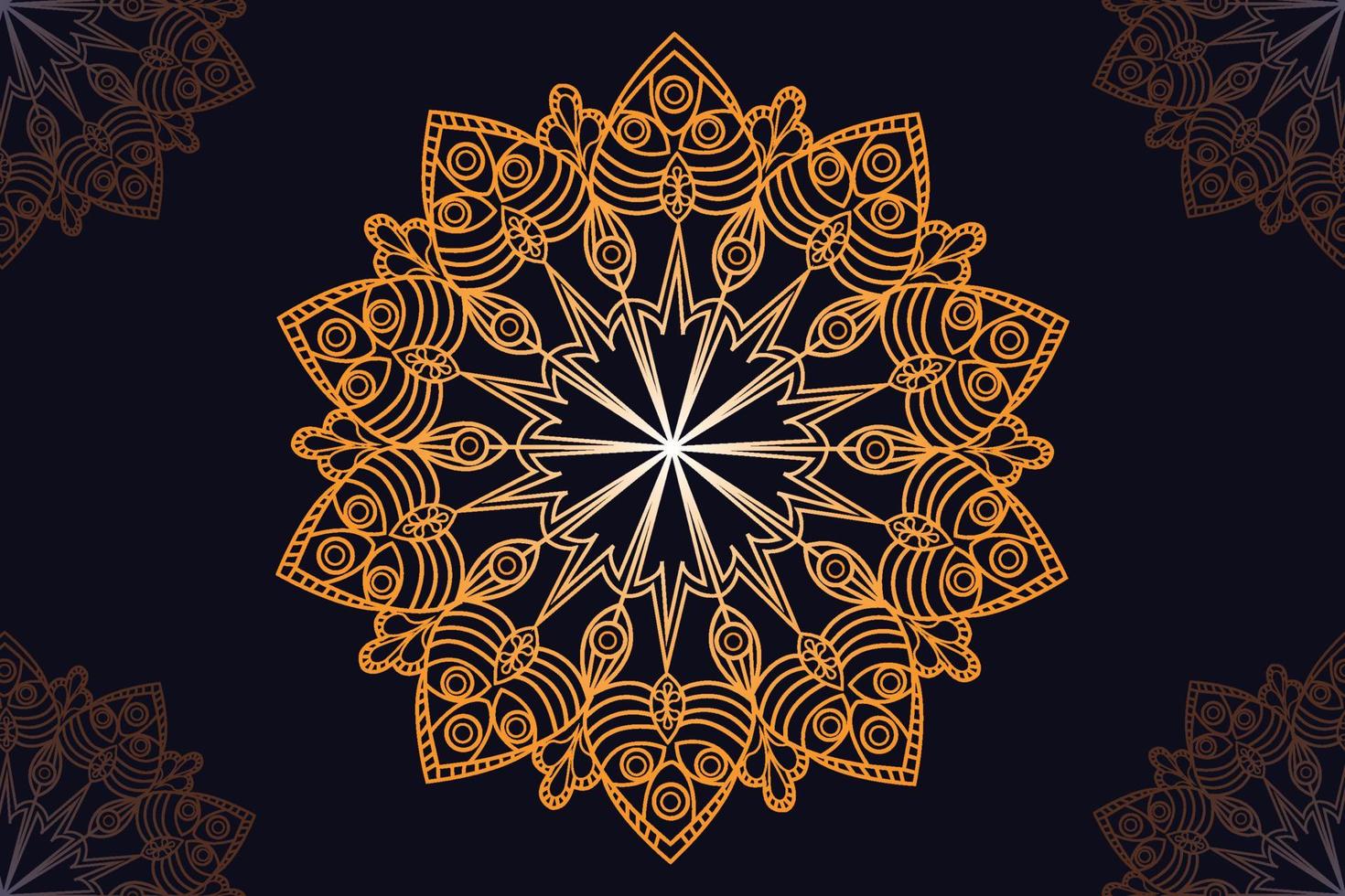 mandala vector design with black background. Seamless mandala pattern with black background. Golden mandala with black background