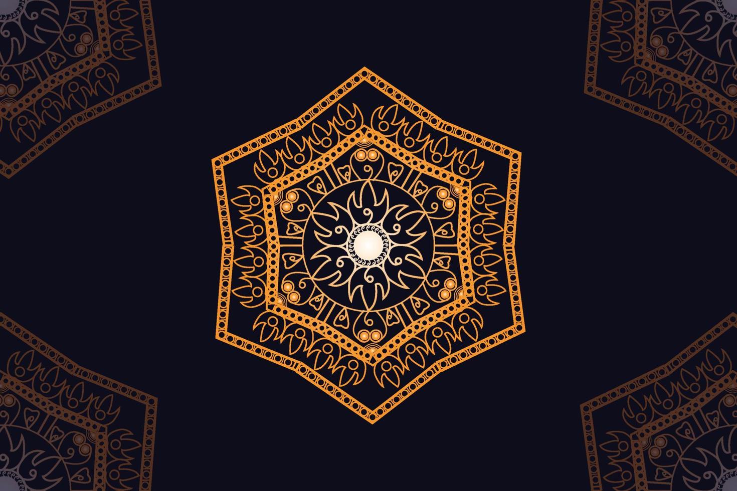 mandala vector design with black background. Seamless mandala pattern with black background. Golden mandala with black background