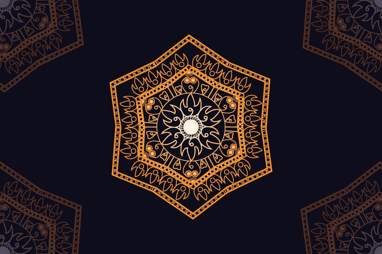 mandala vector design with black background. Seamless mandala pattern with black background. Golden mandala with black background