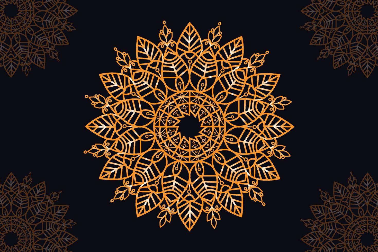 mandala vector design with black background. Seamless mandala pattern with black background. Golden mandala with black background