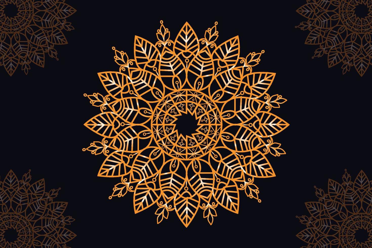 mandala vector design with black background. Seamless mandala pattern with black background. Golden mandala with black background