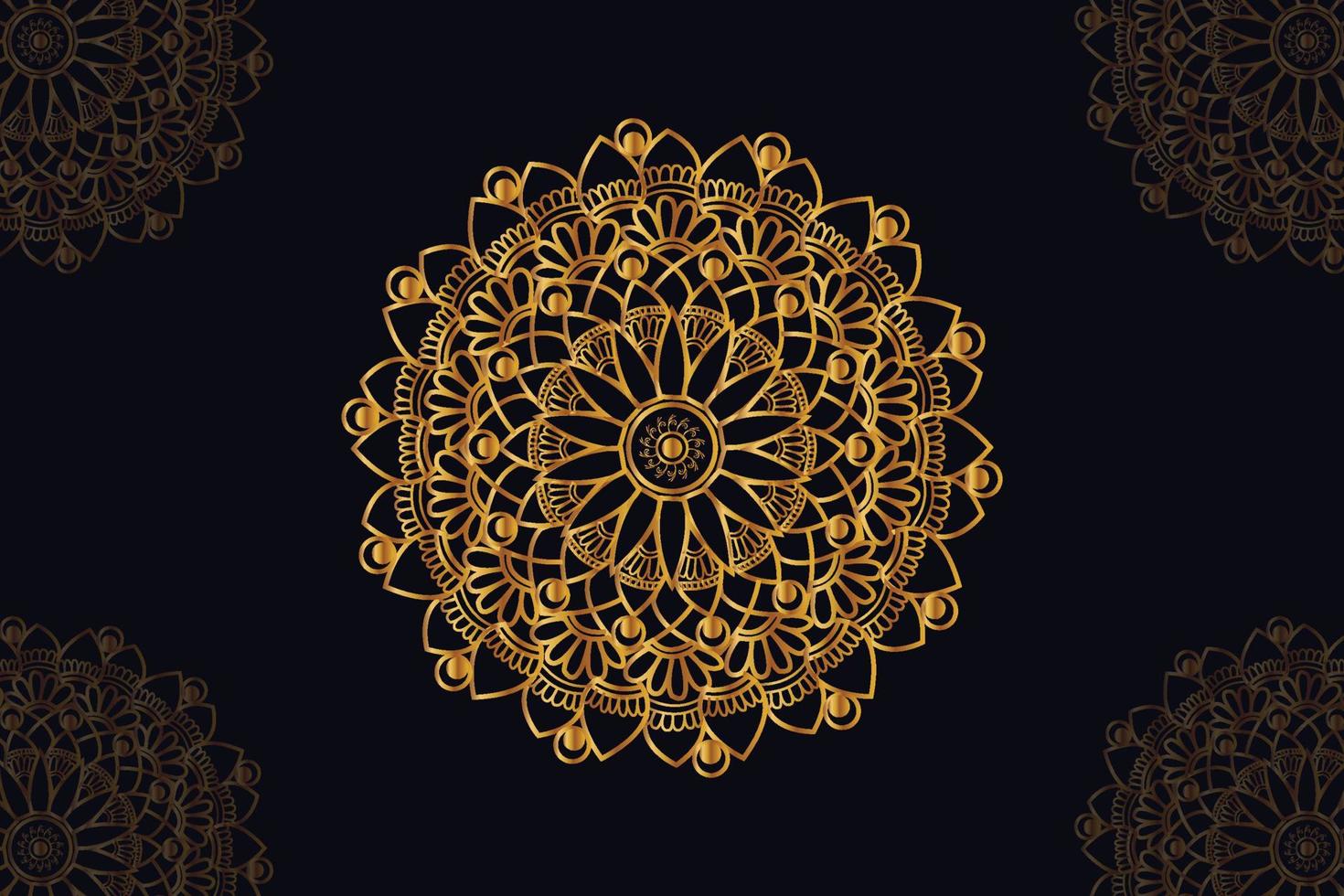 mandala vector design with black background. Seamless mandala pattern with black background. Golden mandala with black background