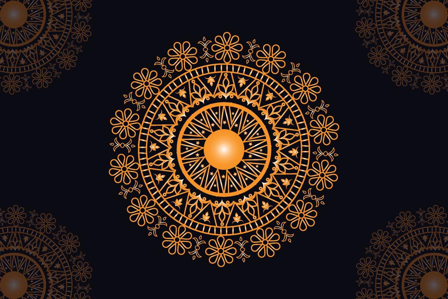 mandala vector design with black background. Seamless mandala pattern with black background. Golden mandala with black background