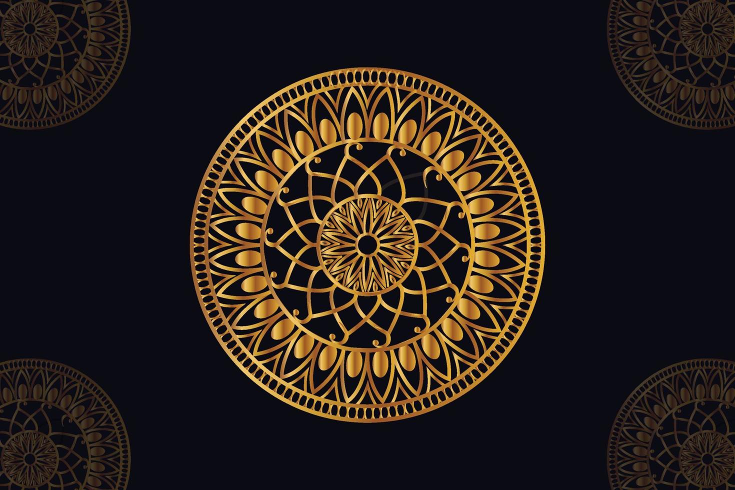 mandala vector design with black background. Seamless mandala pattern with black background. Golden mandala with black background