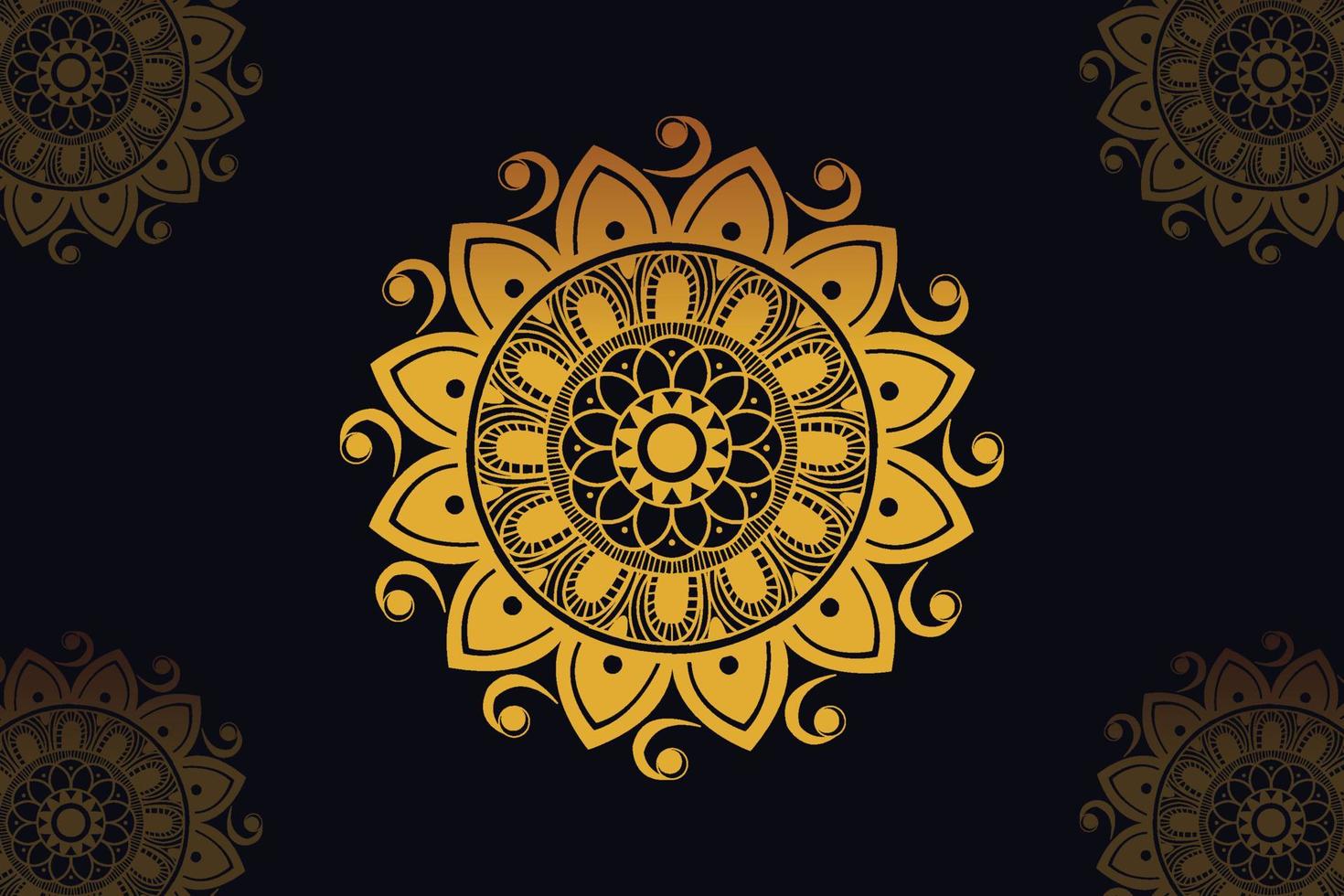 mandala vector design with black background. Seamless mandala pattern with black background. Golden mandala with black background