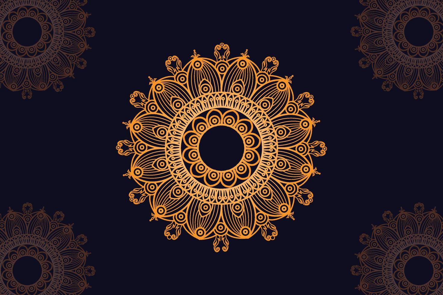 mandala vector design with black background. Seamless mandala pattern with black background. Golden mandala with black background