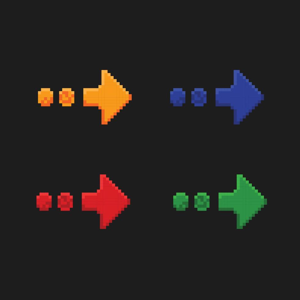 arrow set with different color in pixel art style vector