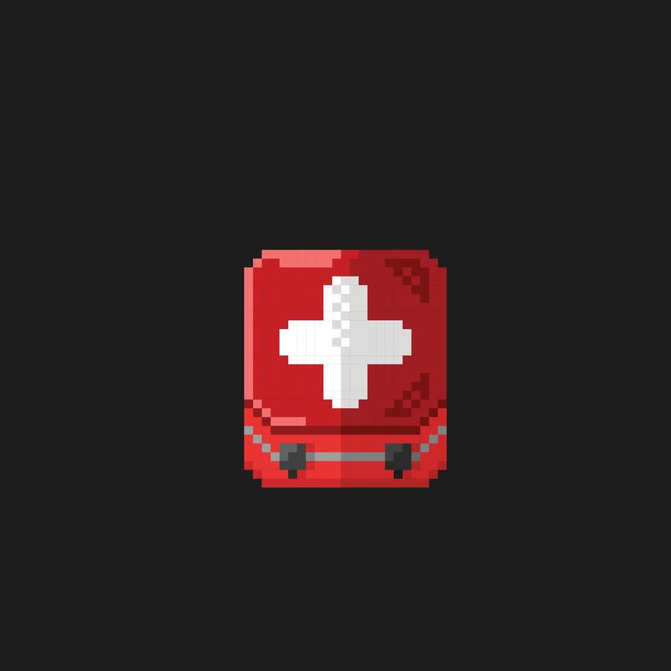 first aid box in pixel art style vector