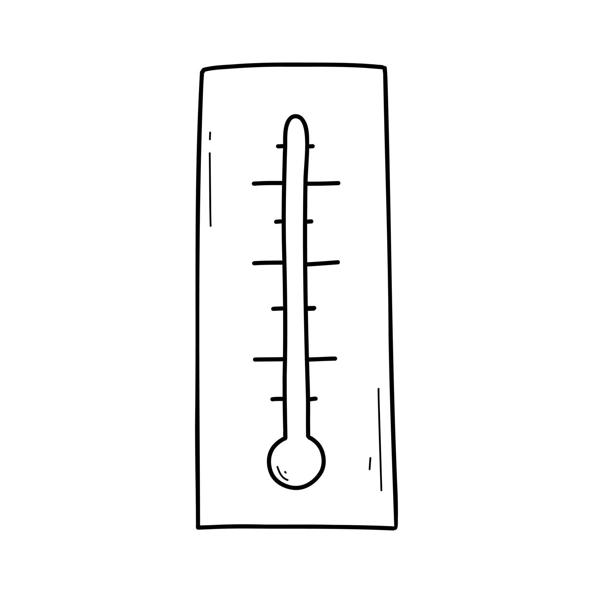 Thermometer for measuring temperature. Doodle style. Vector
