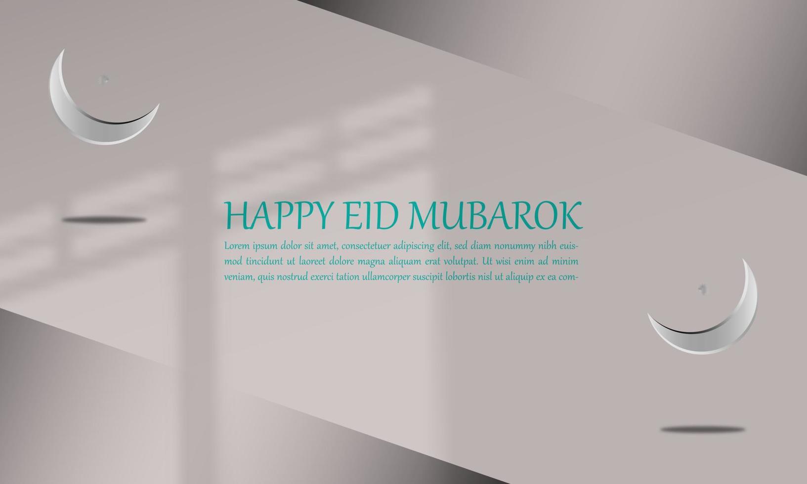 Islamic background with Eid Mubarak greeting card with Islamic ornament simple elegant gray color attractive eps 10 vector
