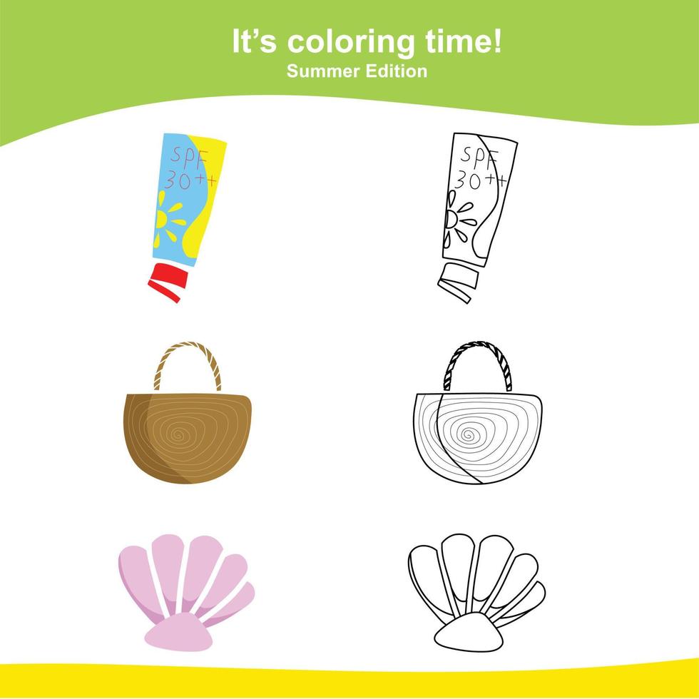 Colorful activity for children. Printable coloring worksheet. Vector file