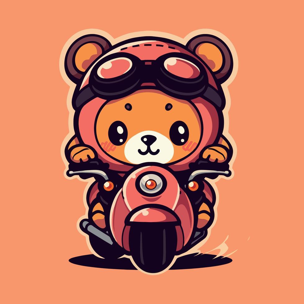 Bear on a motorcycle cartoon character vector