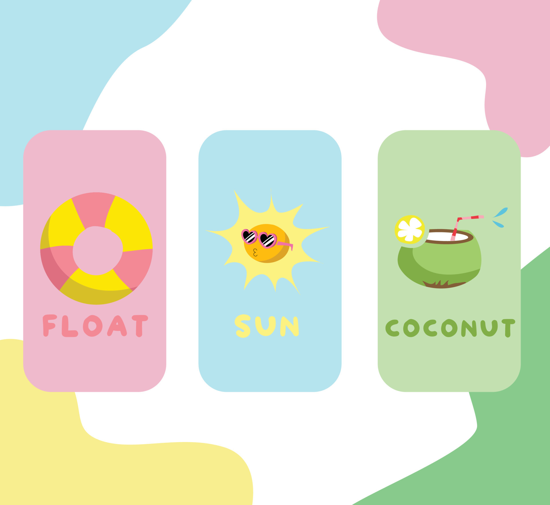 Cute flashcards for children. Printable colourful game cards. Preschool