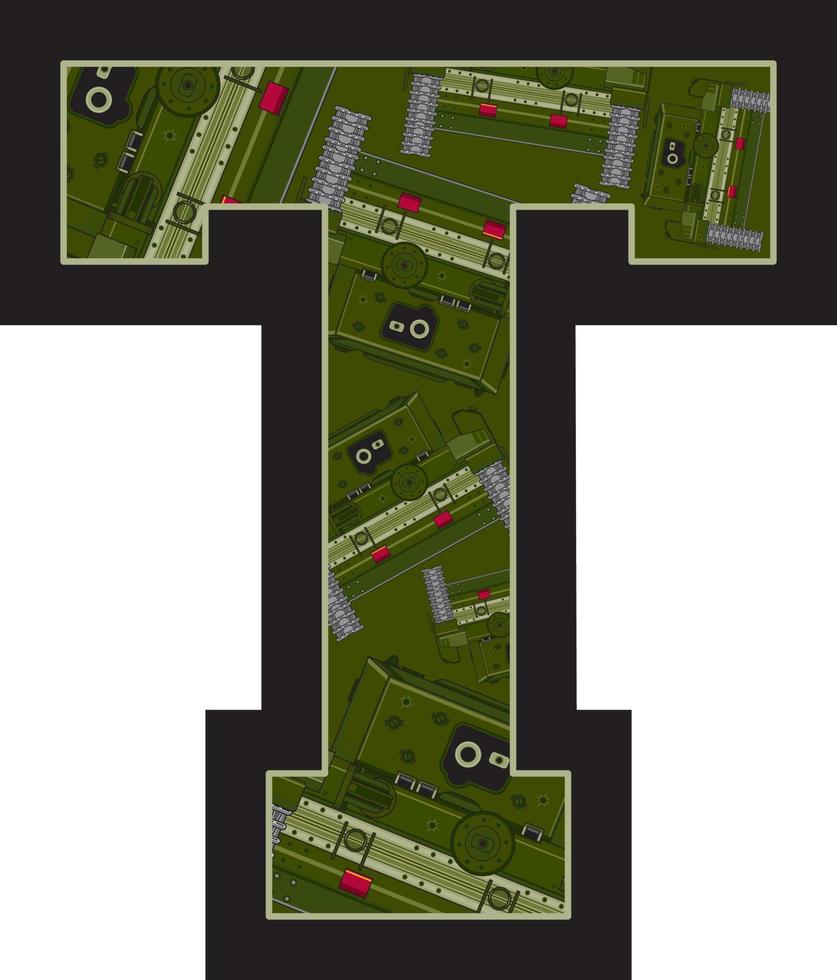 t es para tanque alfabeto aprendizaje militar historia educativo ilustración vector