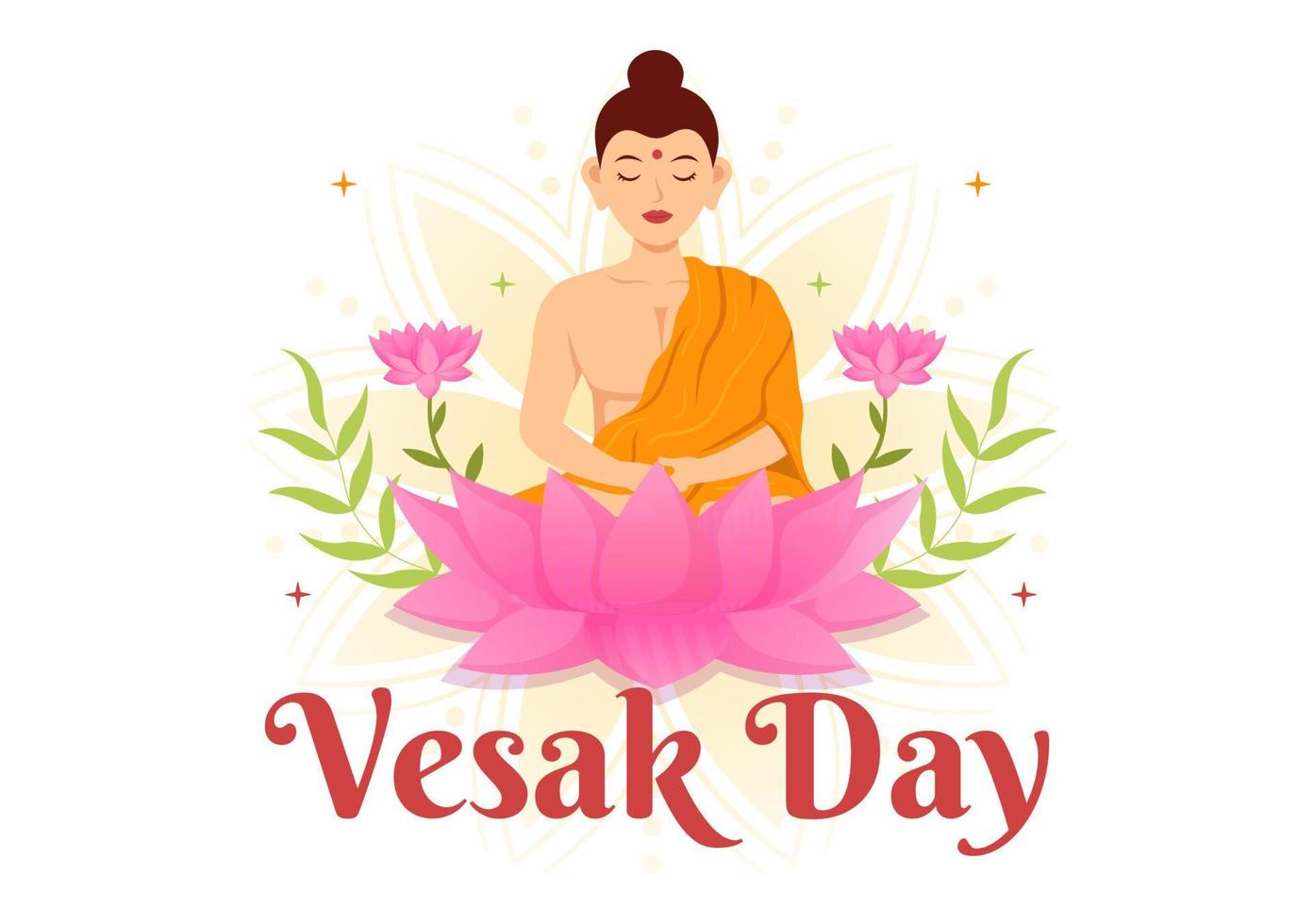 vesak día celebracion vector ilustración con templo silueta, loto flor, linterna o Buda persona en plano dibujos animados mano dibujado plantillas